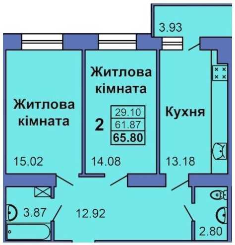 Квартира · 2 кімнати