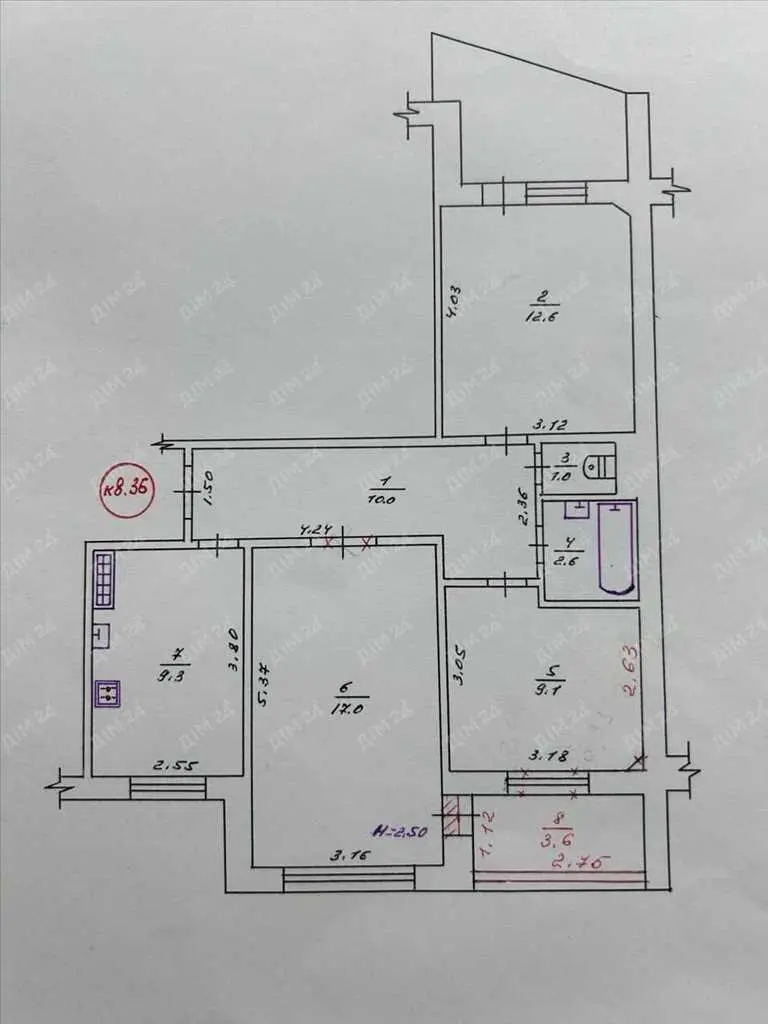 Квартира · 3 кімнати — Карлівка